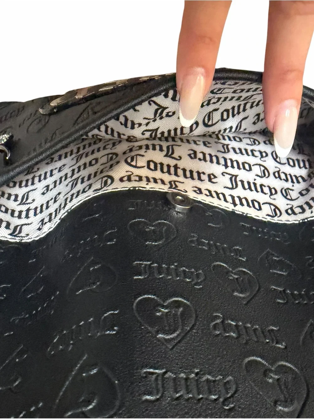 Juicy Couture Black Embossed Logo Mini Backpack Y2K McBling ✨